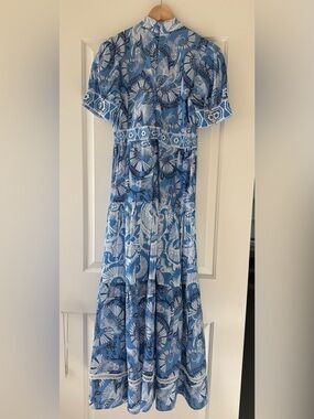 CK Bradley short sleeve blue and white Doon dress size M
